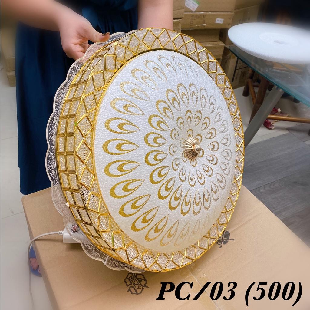 Đèn ốp trần pha lê HUATE D500mm trang trí nội thất hiện đại, sang trọng - 3 chế độ ánh sáng.