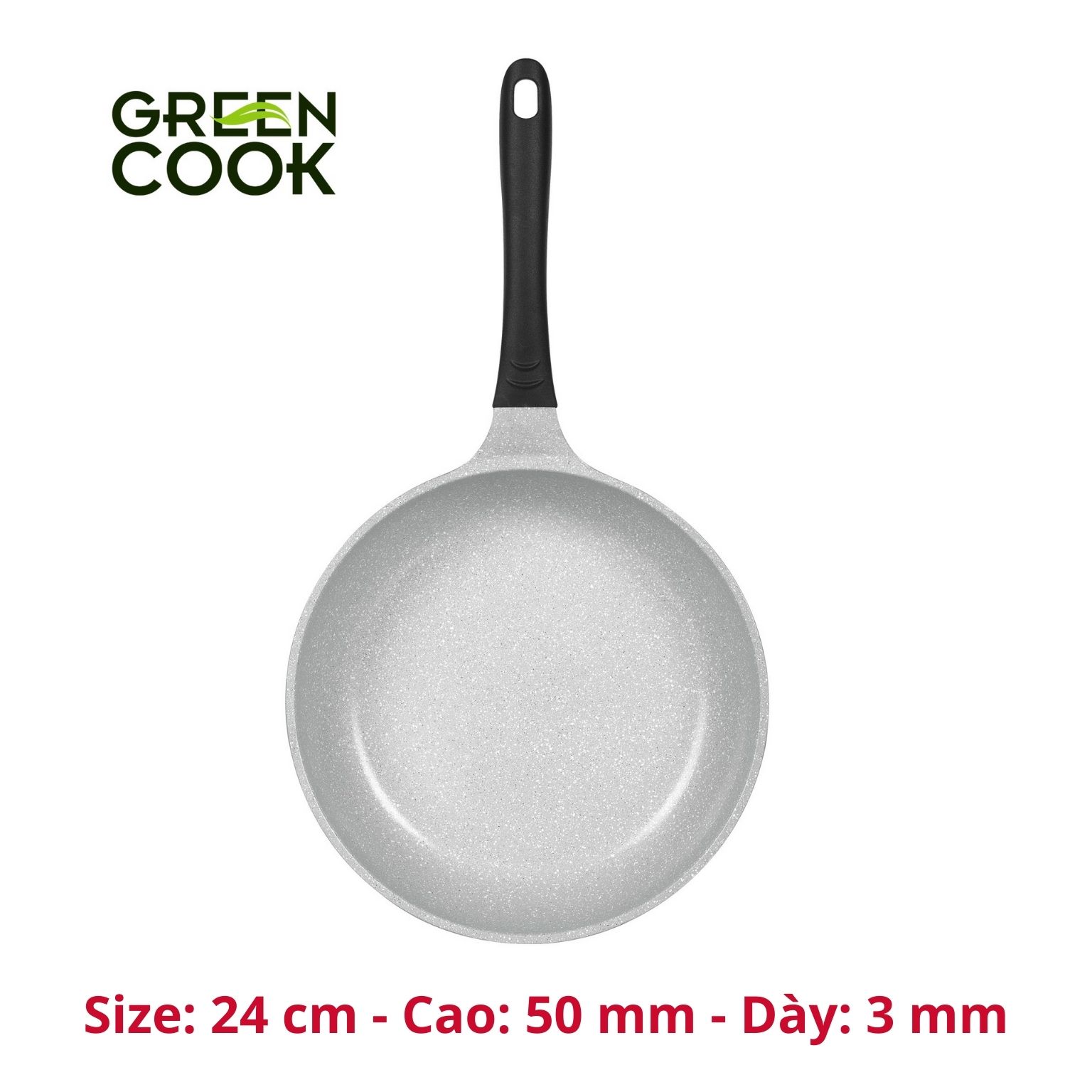 Chảo đúc chống dính men đá ceramic đáy từ Green Cook GCP03-IHP màu hồng công nghệ 7 lớp chống dính Hàn Quốc