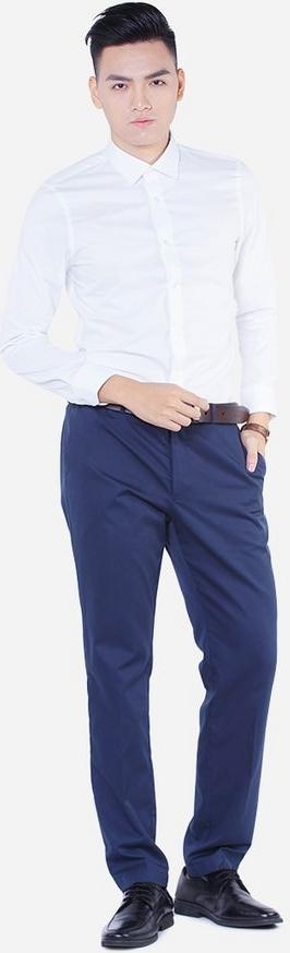 Áo sơ mi nam dài tay ALIGRO 100% chất cotton mềm mịn, thoáng mát, cổ bẻ dáng ôm body màu trắng ALGS149