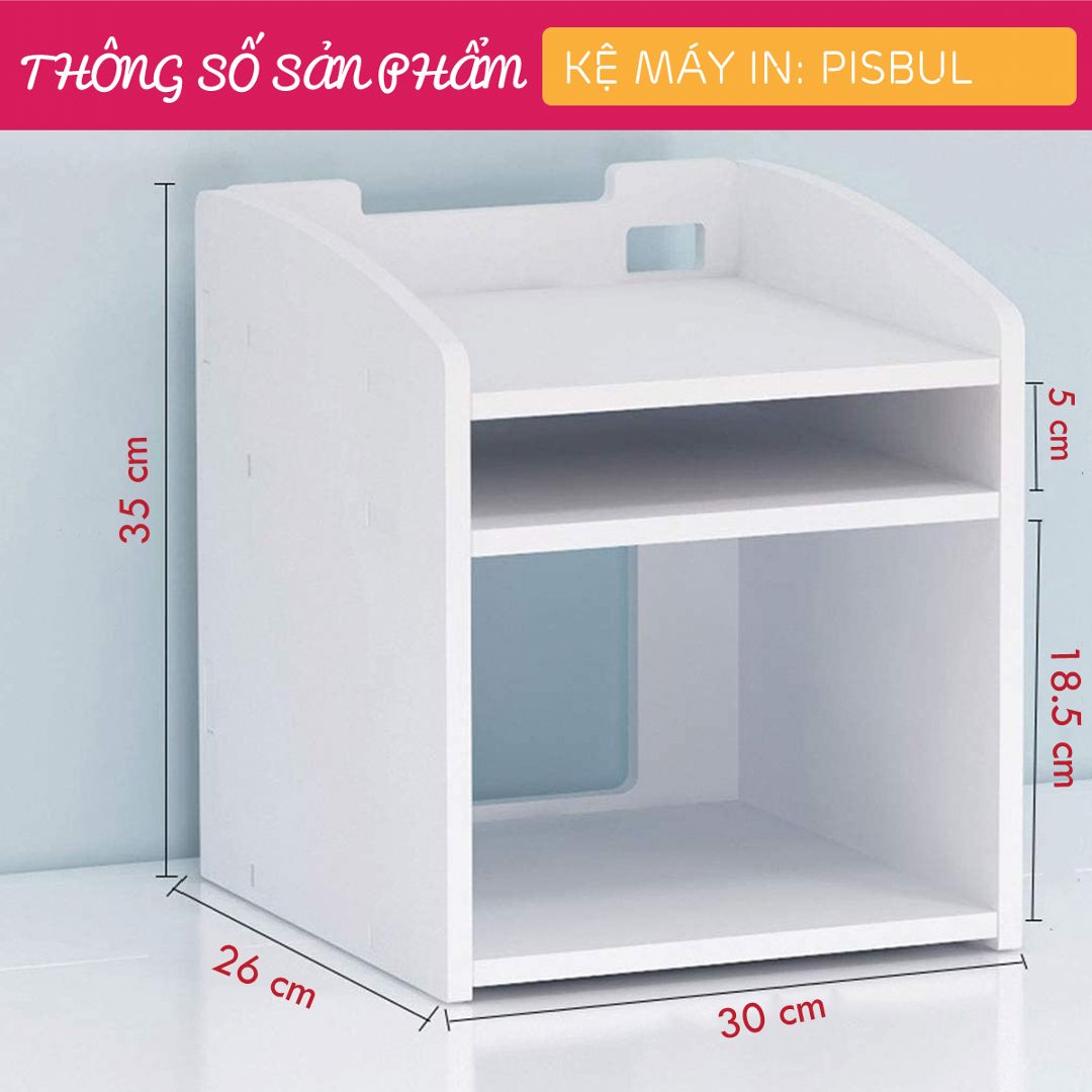 Kệ để máy in gỗ hiện đại SMLIFE Pisbul | Gỗ MDF dày 17mm chống ẩm | D30xR26xC35cm