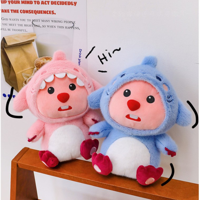 Thú nhồi bông loopy nón cá mập đáng yêu - Size từ 30cm đến 80cm - Quà tặng gấu bông hải ly cosplay cá mập êm mịn
