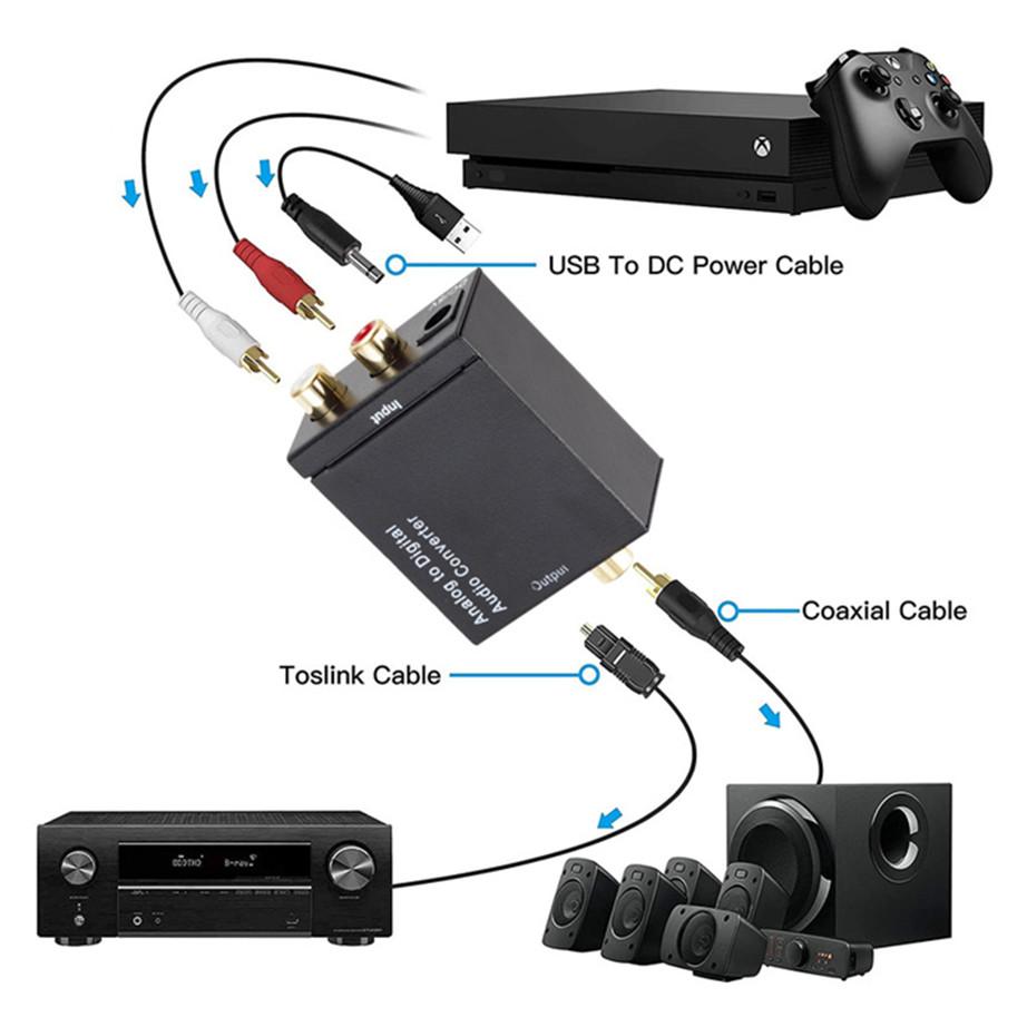 Analog Sang Kỹ Thuật Số Bộ Chuyển Đổi ADC Quang Học Dỗ RCA Âm Thanh Toslink Âm Thanh Bộ Chuyển Đổi SPDIF Bộ Chuyển Đổi Cho Apple TV Cho Xbox 360 DVD