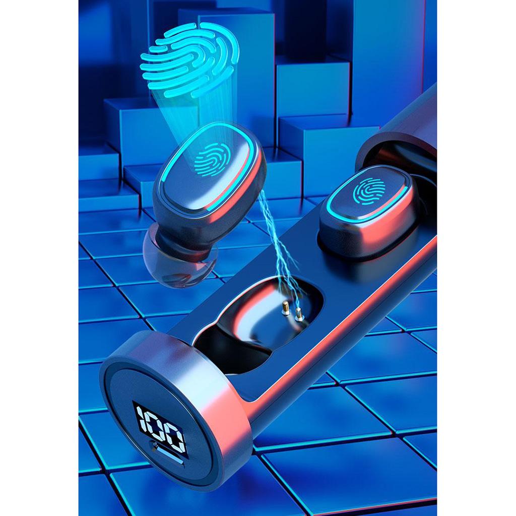 TWS Bluetooth Earbuds, True Wireless Stereo Bluetooth 5.0 Earphones with Charging Case, 30H Playtime Fingerprint Touch Control Deep Bass Headset