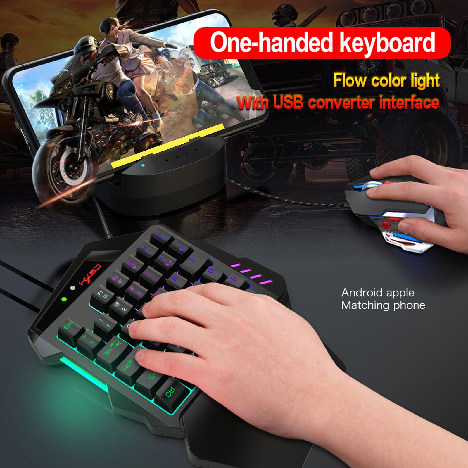 HXSJ V500 Streaming Ribbon Converter One-handed Keyboard with USB Converter Interface Flow Color Light Keyboard Black