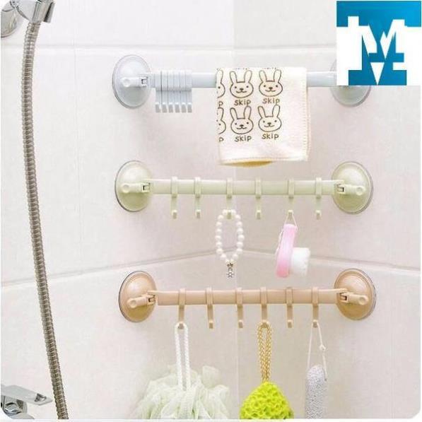 Móc treo đồ hút chân không tiện dụng thanh 6 móc