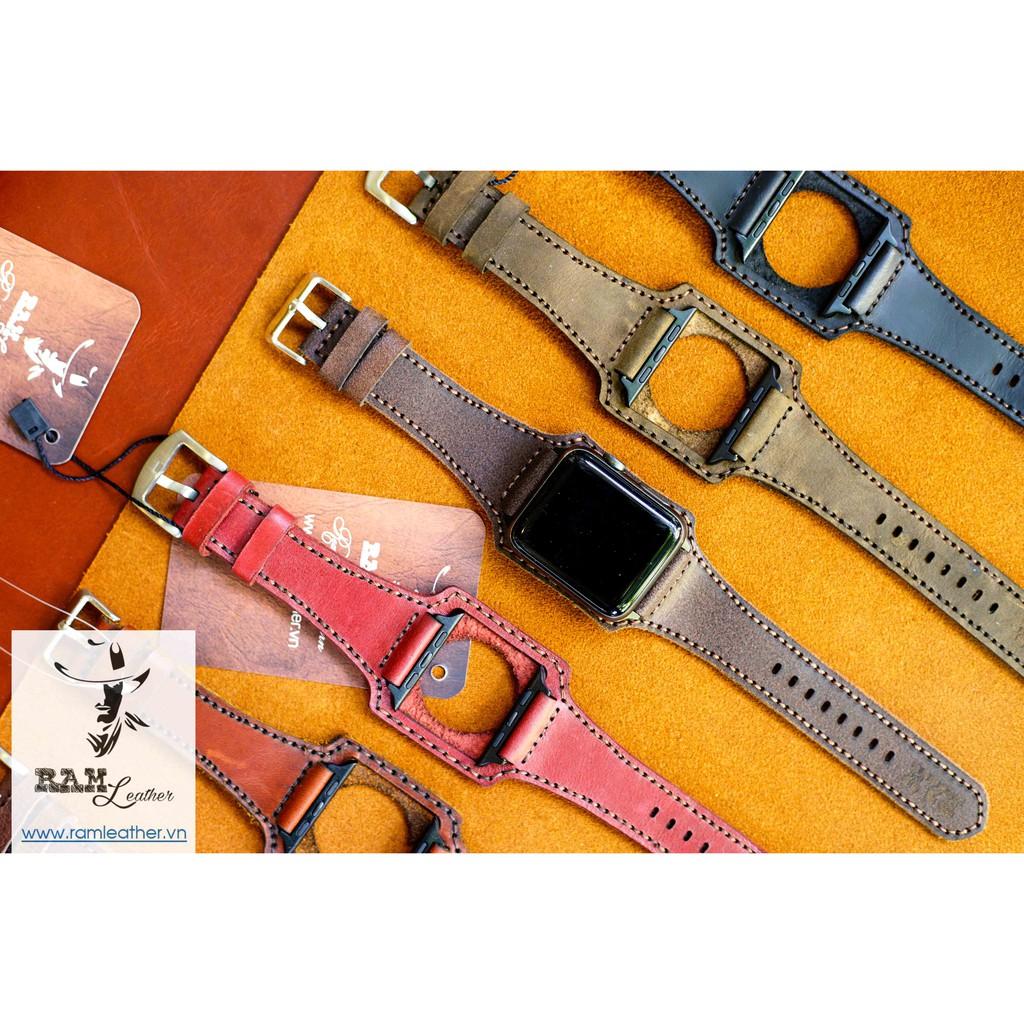 Dây đồng hồ da bò thật bundstrap apple watch bx cao cấp-chính hãng RAM leather