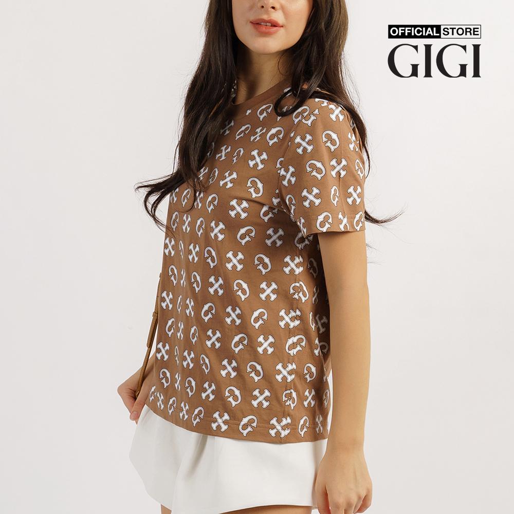 GIGI - Áo thun nữ ngắn tay cổ tròn họa tiết in trẻ trung G1203T221265