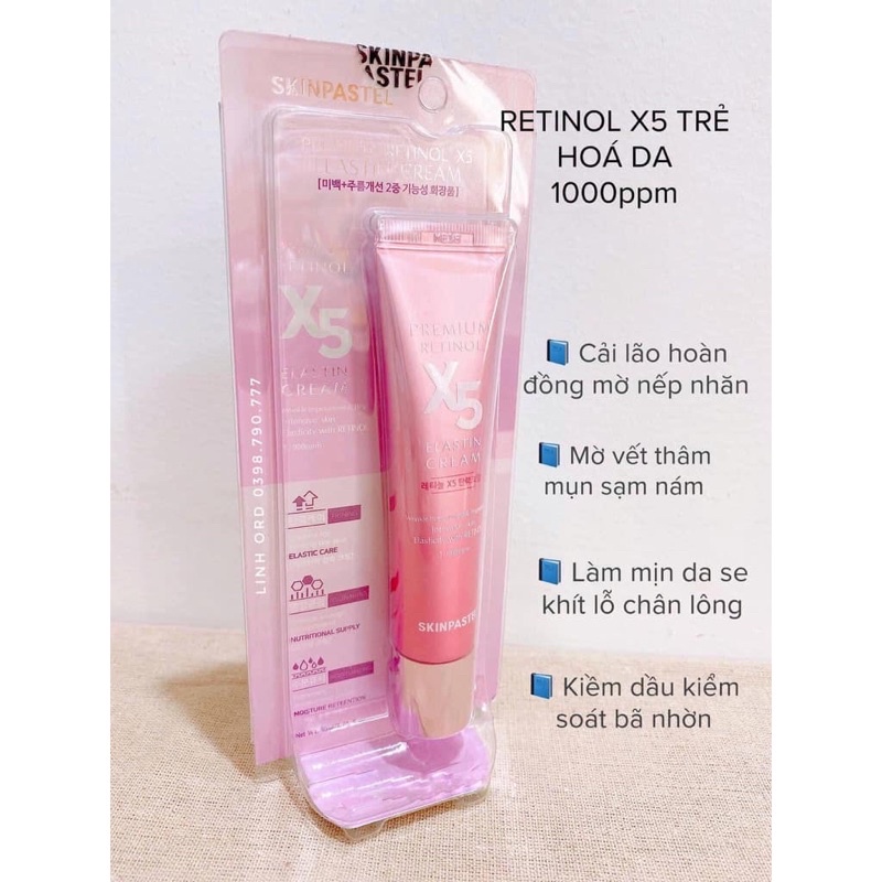 Kem Trẻ Hoá Phục Hồi Retinol X5 Hỗ Trợ Mờ Nám Tàn Nhang Thâm Mụn Giảm Nếp Nhăn Săn Chắc Da Nâng Cơ Mặt Chống Chảy Xệ Tuýp 30ml