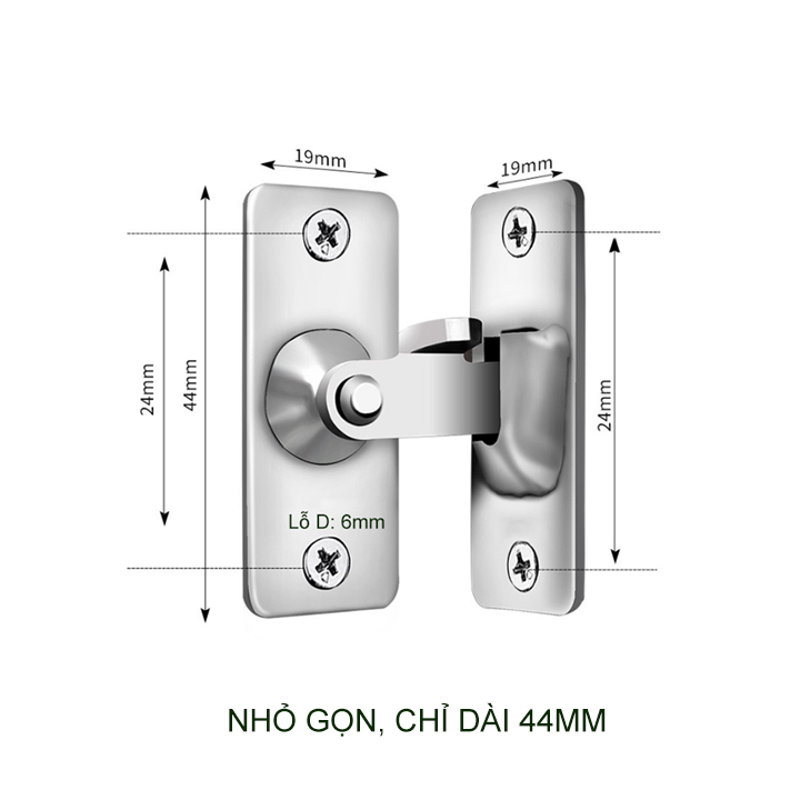 Chốt cửa trượt 90 độ làm bằng inox 304, loại nhỏ 44mm