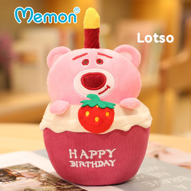 Gấu Nhạc Bánh Kem Chúc Mừng Sinh Nhật ( Phát Nhạc Happy Birthday Có Đèn ) 22cm Cao Cấp Memon