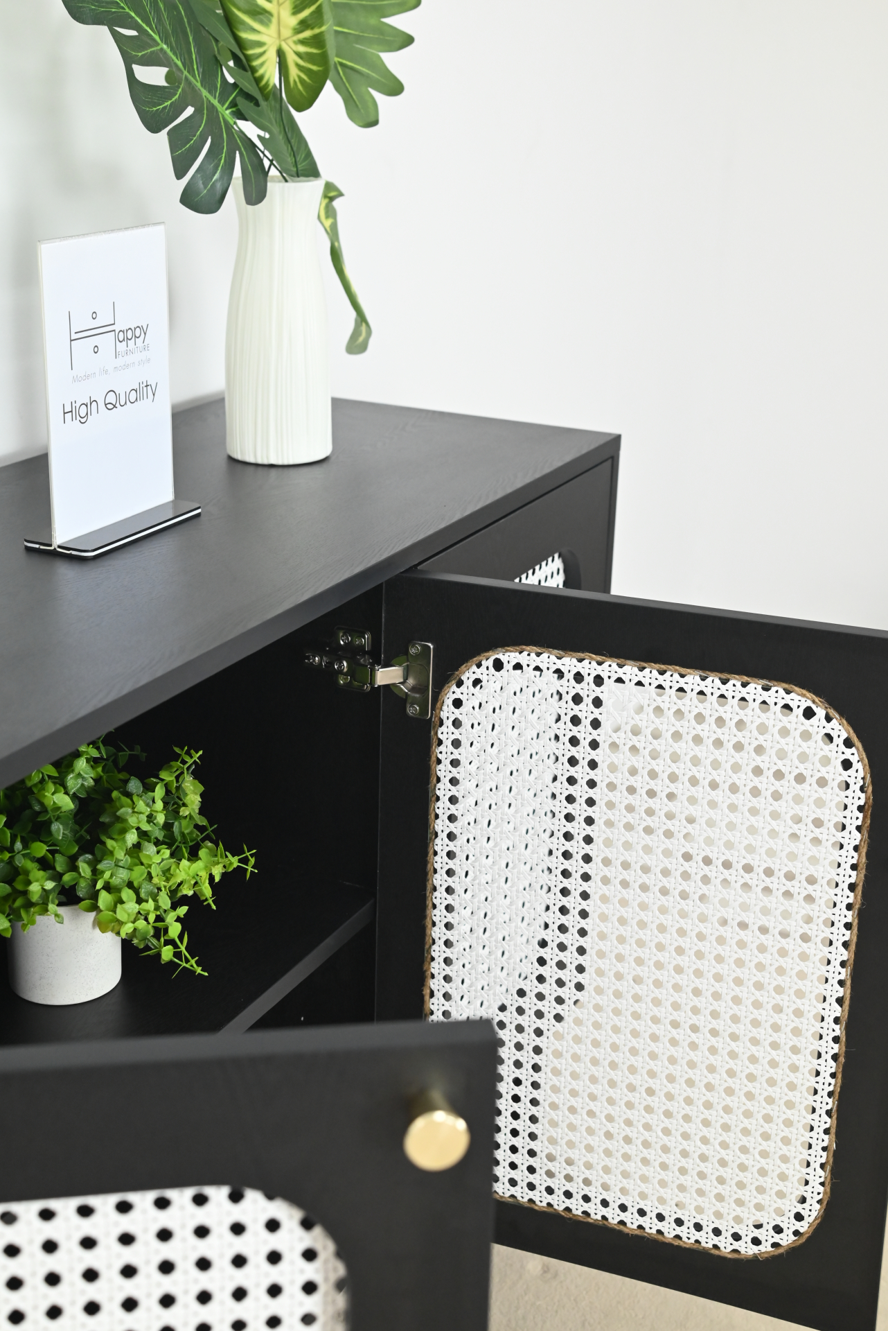 [Happy Home Furniture] MEYDAN, Tủ lưu trữ 3 cánh mây, 128cm x 40cm x 80cm ( DxRxC), TCM_054