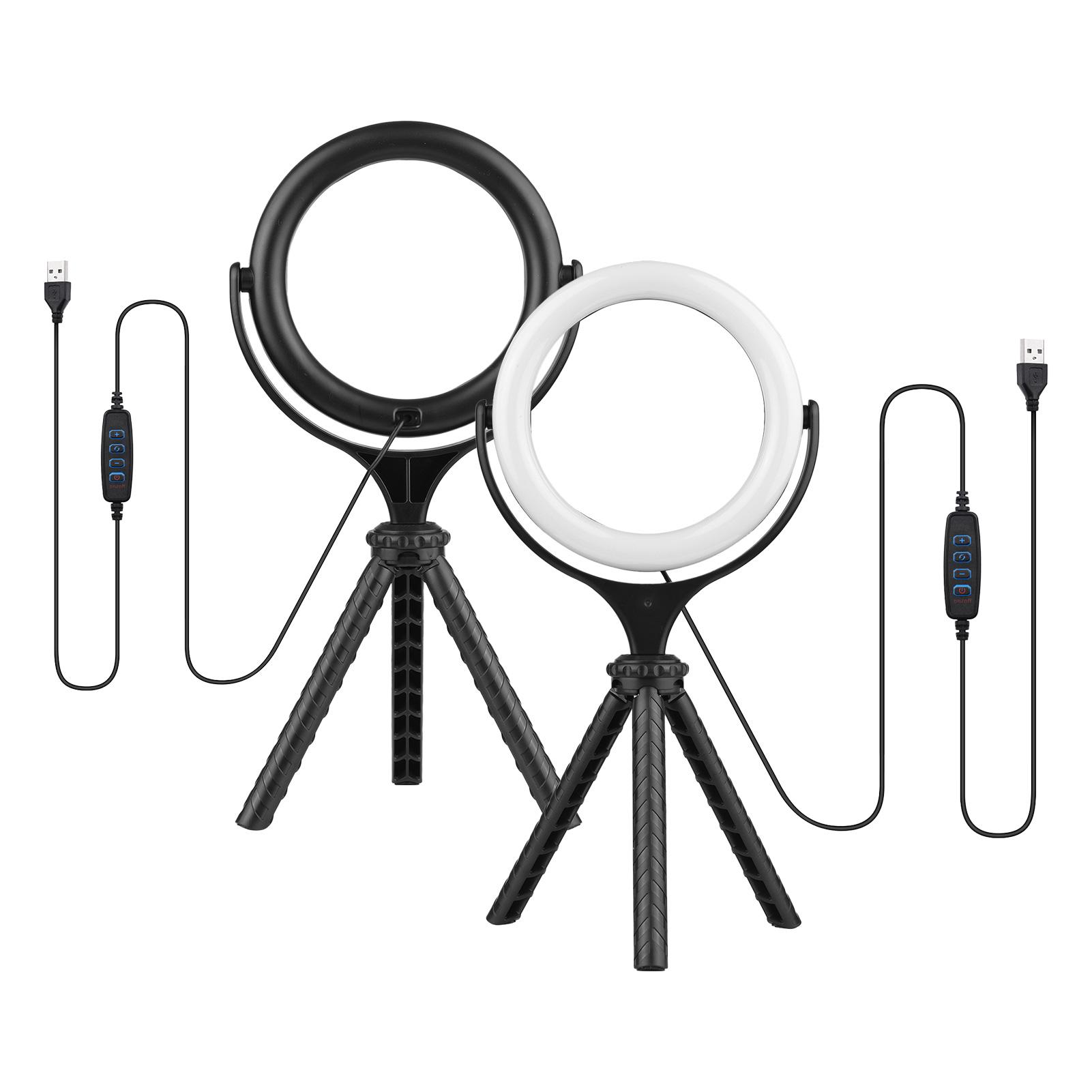 Video truyền trực tuyến đèn LED Ring Light Bi-color 3000K-6500K Độ sáng 10 cấp độ sáng USB có thể điều chỉnh độ sáng Được hỗ trợ với chân máy để bàn