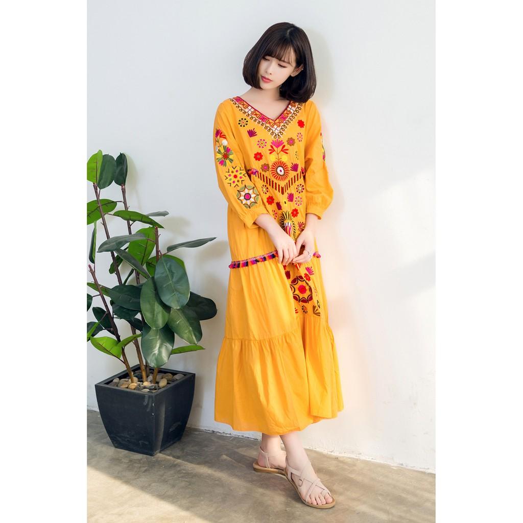 (CÓ SẴN)ĐẦM MAXI VÁY MAXI PHONG CÁCH BOHO BOHEMIAN CÁ TÍNH QUẢNG CHÂU