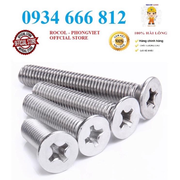 Combo 50c Vít pake Đầu Bằng INOX 304 M6, M6X12, M6X16, M6X20, M6X25