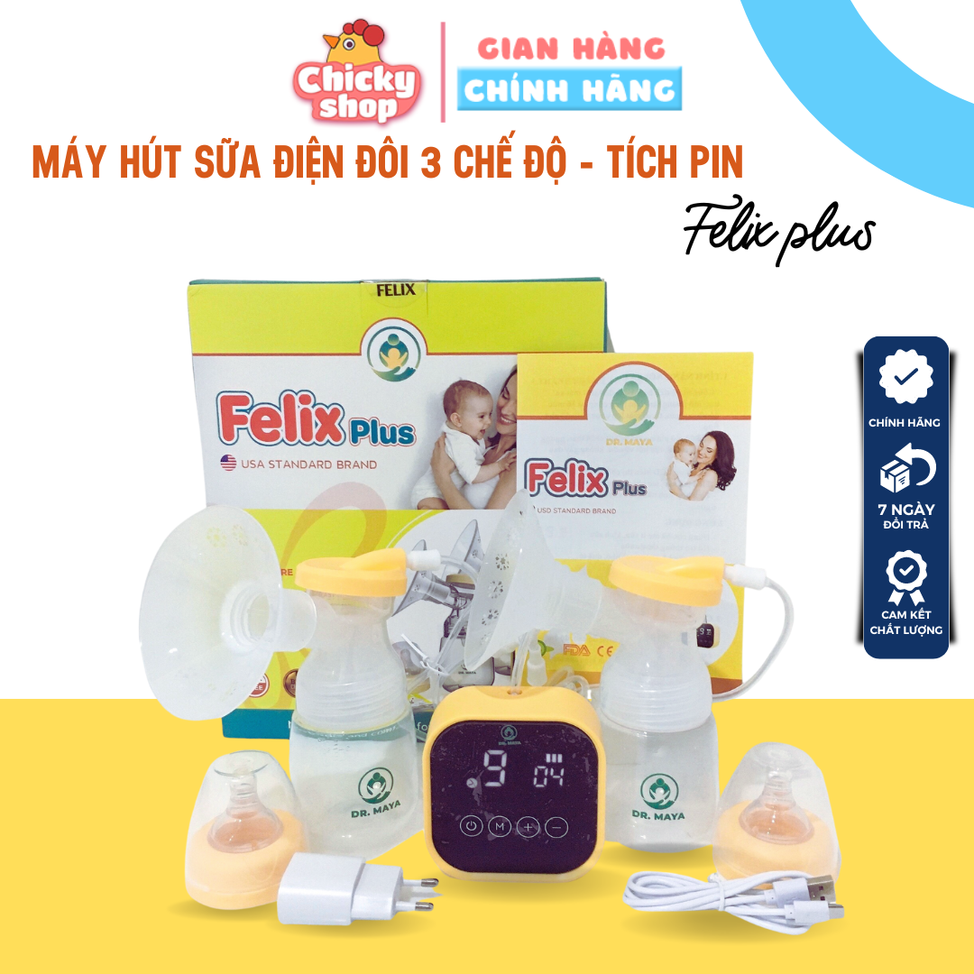 Máy hút sữa điện đôi Felix có massage, hút êm, nhỏ gọn, 9 cấp độ hút chuyên sâu