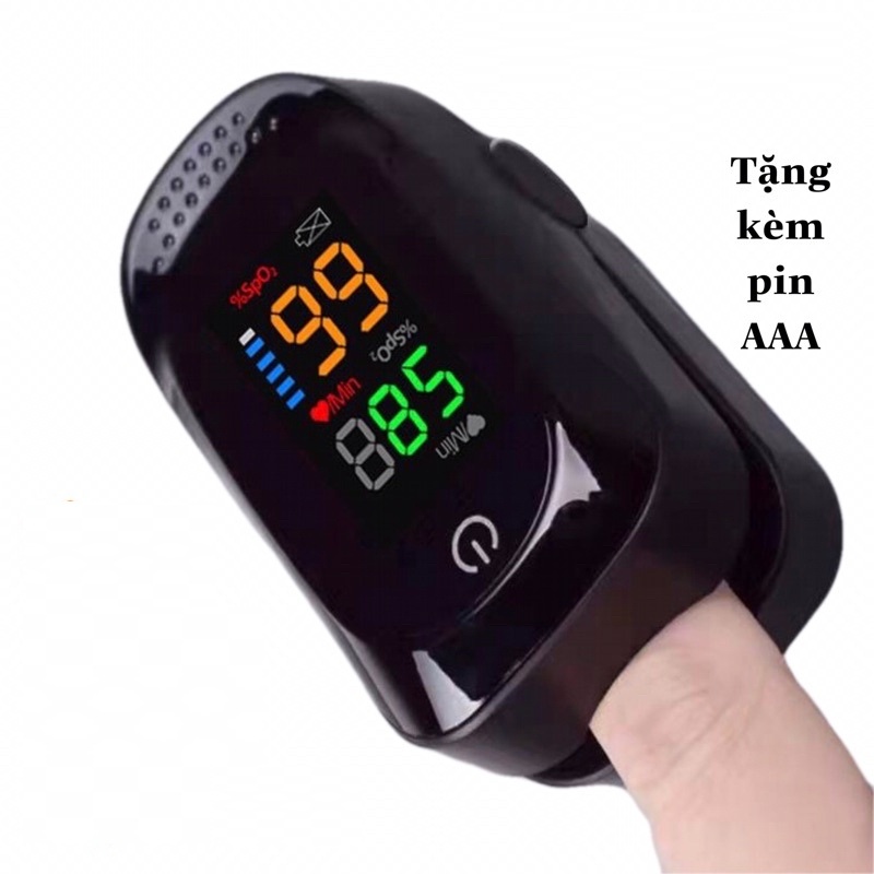 Máy Đo Nhịp Tim, Đo Nồng Độ Oxy Trong Máu Màn Hình Màu Tiện Lợi ,Nhỏ Gọn Tặng Kèm 2 Pin AAA ,1 Dây Đeo Tay