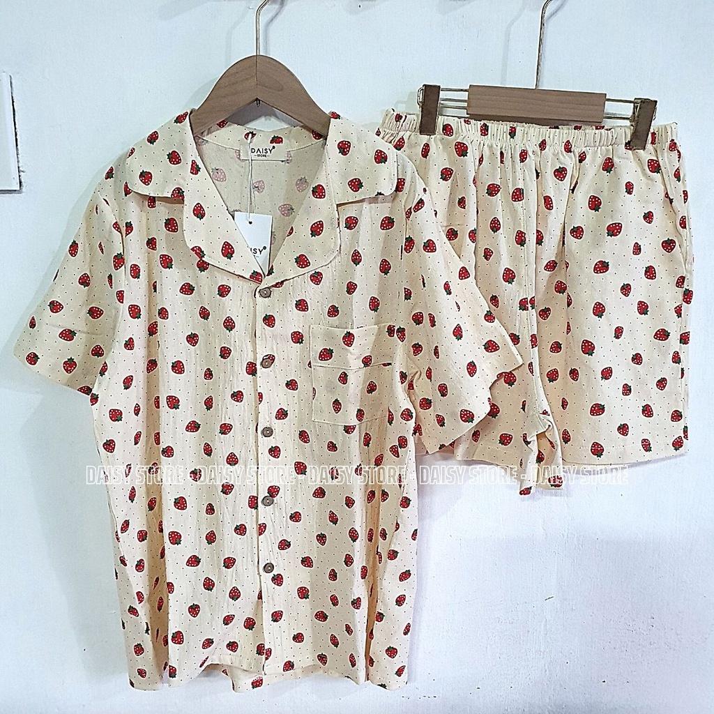 Pyjama đùi thô đũi dâu