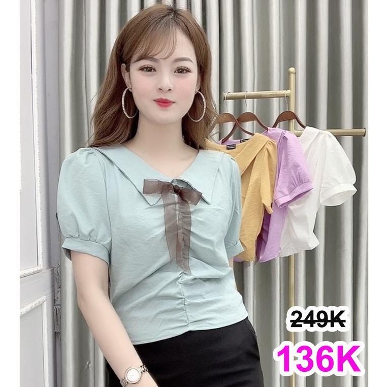 Áo cổ nơ tay bồng Chất liệu đũi, mềm, min, mát, không nhăn A39. size 40-63kg