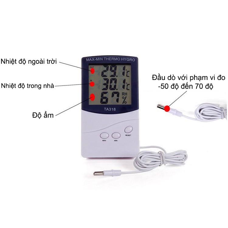Đồng hồ đo nhiệt độ, độ ẩm model TA-318