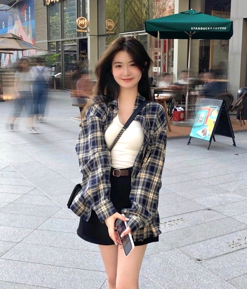 SET ÁO SƠ MI NỮ CARO RỘNG + QUẦN NGẮN SHORTS LƯNG CAO ỐNG RỘNG + ÁO THUN DÂY TRƠN ĐI BIỂN DẠO PHỐ ĐI HỌC ĐI CHƠI CÔNG SỞ