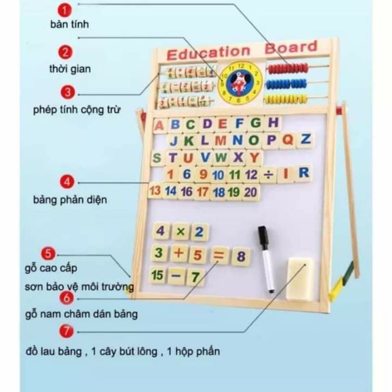 Bảng Ghép Nam Châm 2 Mặt Bằng Gỗ Giúp Bé Học Chữ Và Số
