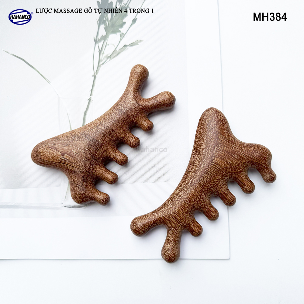 Lược Massage Dụng Cụ Làm Đẹp Chuyên Nghiệp Gỗ Tự Nhiên 4 Trong 1 - HAHANCO - MH384