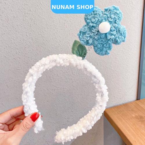Cài tóc lò xo bông hoa lông xù dễ thương cute cho nữ Nunam Shop