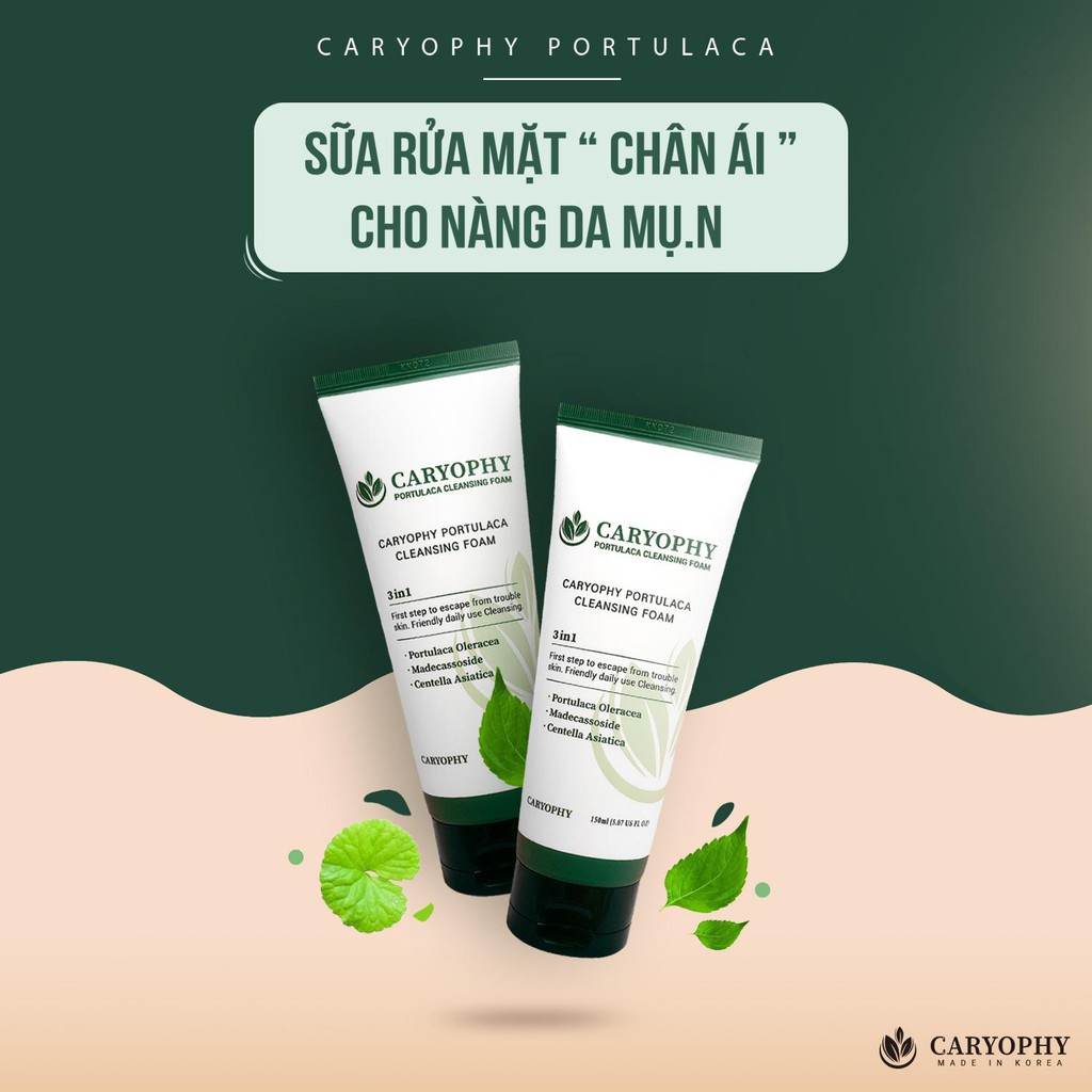 Sữa rửa mặt Caryophy Portulaca Cleansing Foam 3 In 1