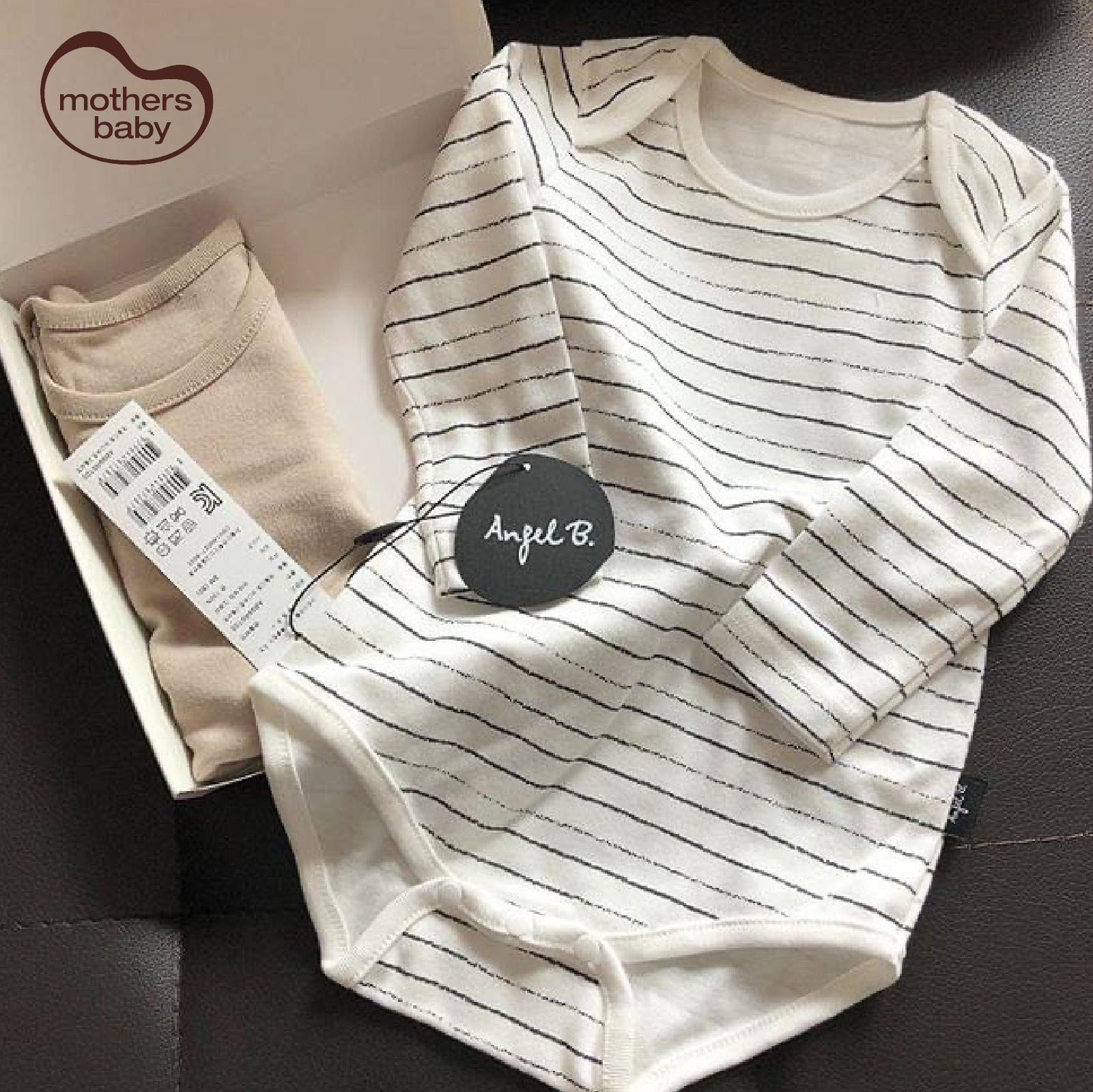 Set 2 Bodysuit Sơ Sinh Chất Liệu Cotton Cao Cấp, Đóng Hộp Xinh Xắn - Thương hiệu Angel B, Mothersbaby Hàn Quốc