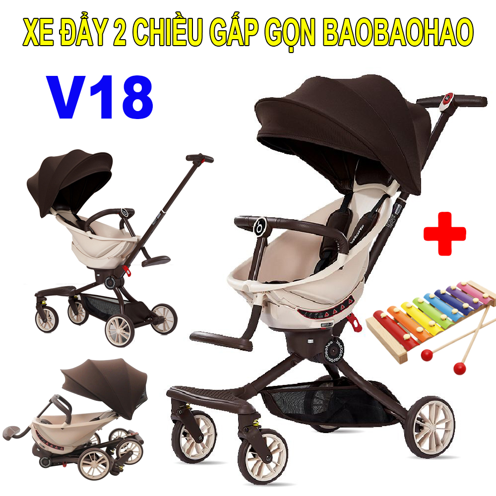 Xe Đẩy 2 Chiều 5 Chế Độ Gấp Gọn Baobaohao V18 - TẶNG KÈM ĐÀN XYLOPHONE 8 THANH CHO BÉ