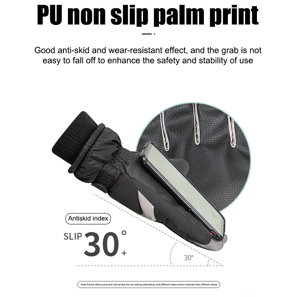 Găng Tay Đi Xe Máy Chống Nước Màn Hình Cảm Ứng Lông Cừu Unisex Găng Tay Đi Tuyết Chống Trượt Găng Tay Chống Gió Full Ngón Dành Cho Nữ Color: grey pink women