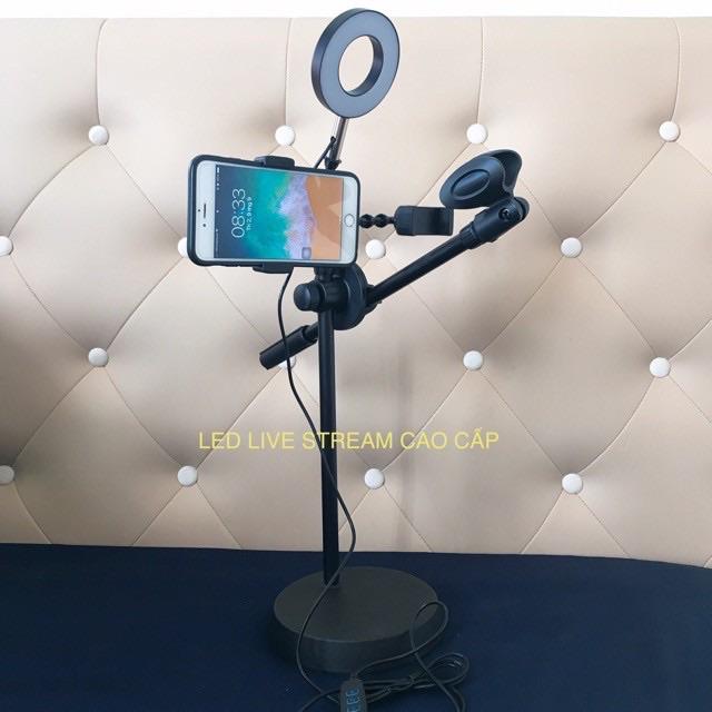 Bộ livestream chuyên nghiệp 4 trong 1 - 2 Giá đỡ điện thoại + Đèn led chiếu sáng + Giá đỡ micro thu âm C7 C11