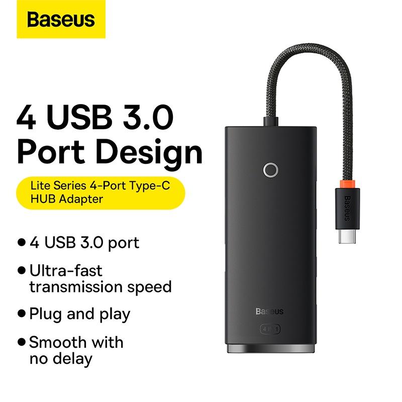 Hub chuyển đa năng Baseus Lite Series 4-Port USB-A/Type-C HUB Adapter (USB-A to USB 3.0*4 , Type C) (Hàng chính hãng)