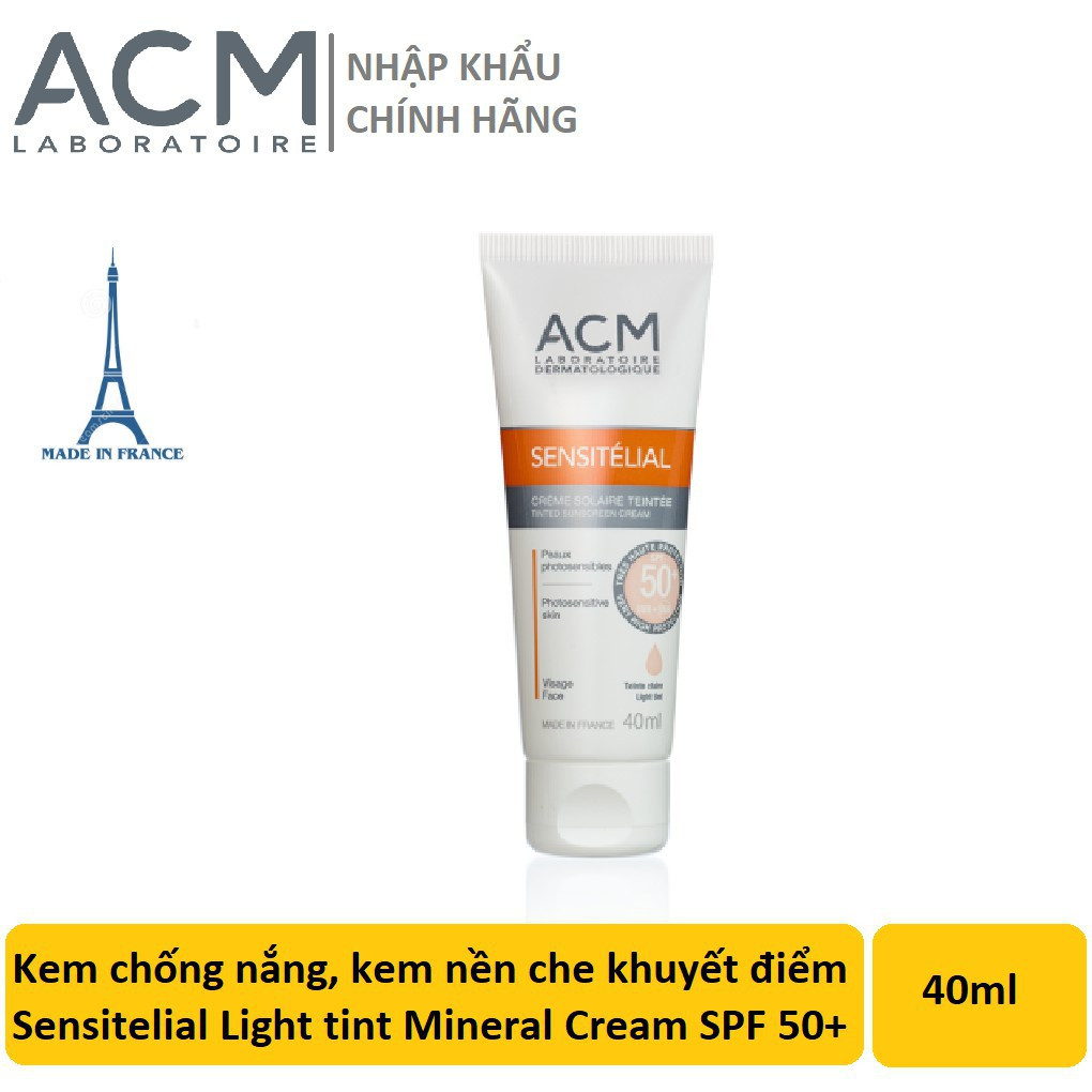 Kem Chống Nắng Che Khuyết Điểm Cho Mọi Loại Da ACM Sensitelial Tinted Mineral Sunscreen Cream SPF50+ 40ml (Có Màu)