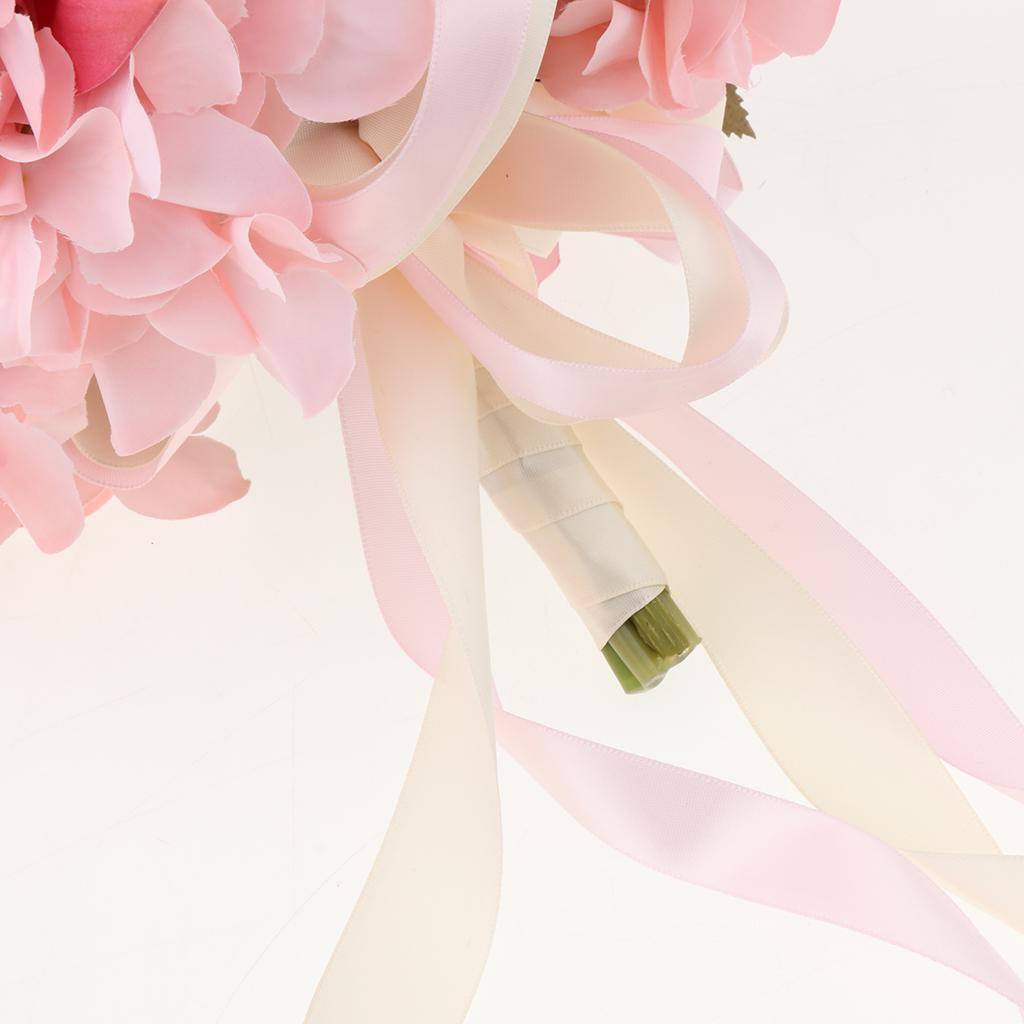 Pink-Artificial Bridal Bouquet Flower Wedding Party Flower Girl Supply Decor