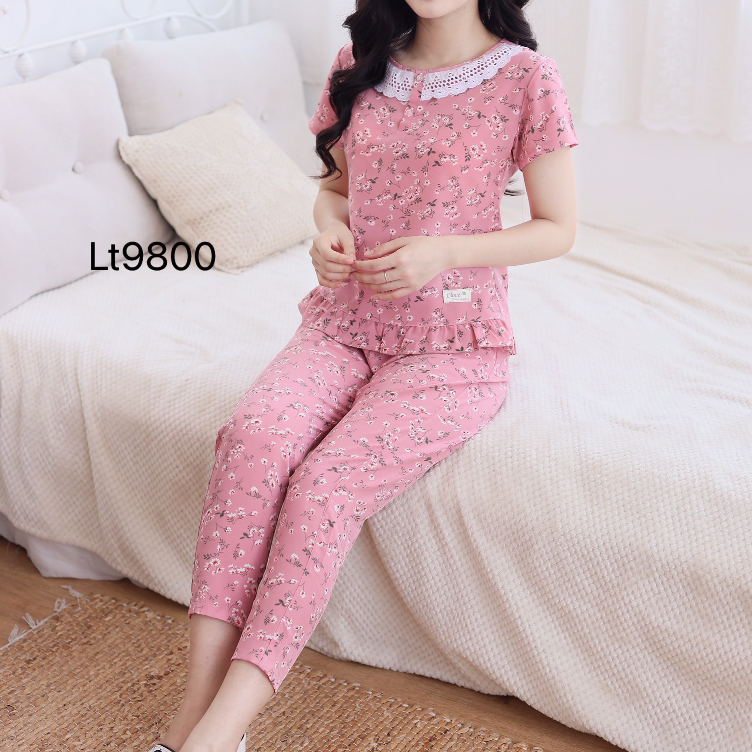 Quần Áo Mặc Nhà, Đồ Bộ Sau Sinh Chất Liệu Lụa Họa Tiết Hoa Lá đẹp Mềm Mại
