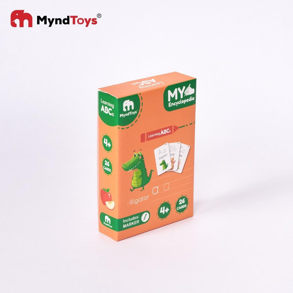 Bộ 26 thẻ dày luyện viết chữ Myndtoys Learning ABCs dạy cho bé từ 4 tuổi nhận biết mặt chữ, từ vựng mới