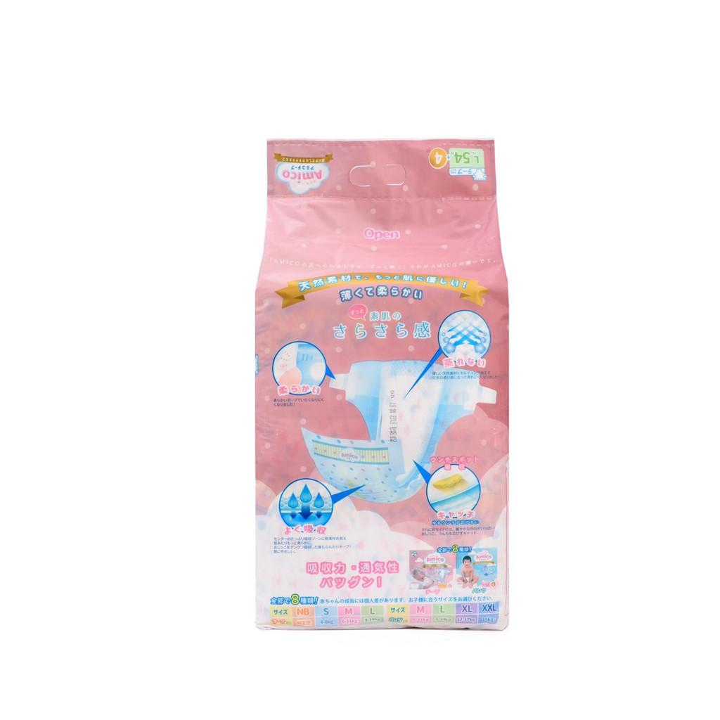 Bỉm - Tã dán Amico size L 54 + 4 miếng (Cho bé 9 - 14 kg)