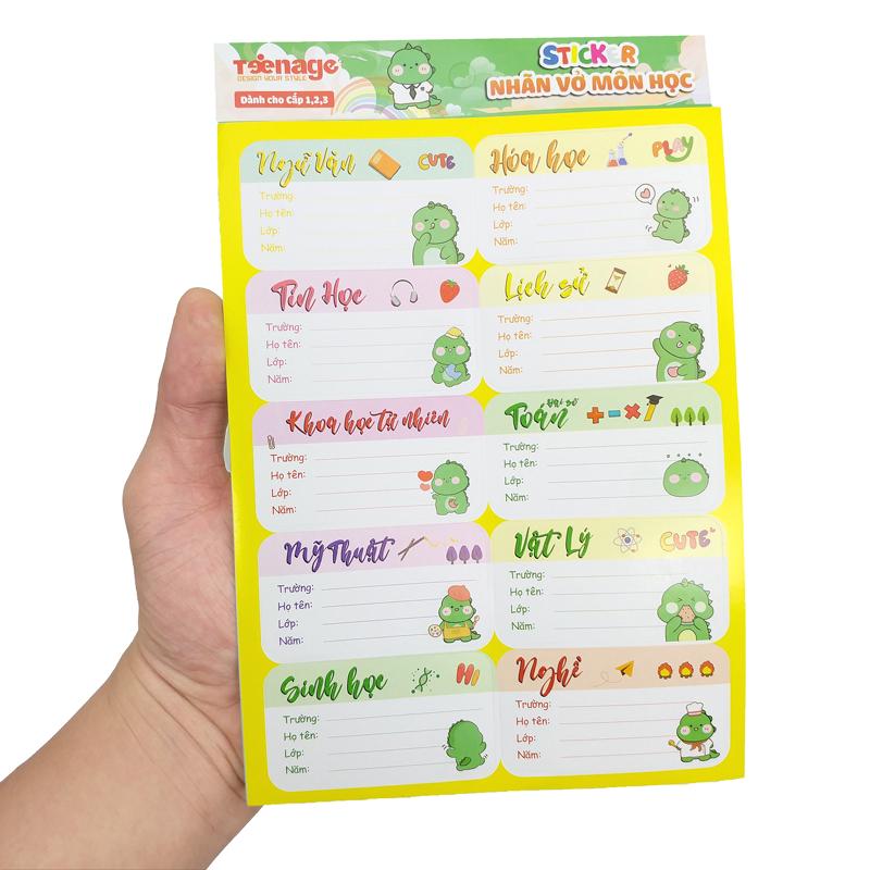 Bộ 3 Sticker Nhãn Vở Môn Học - Teenage NV-02