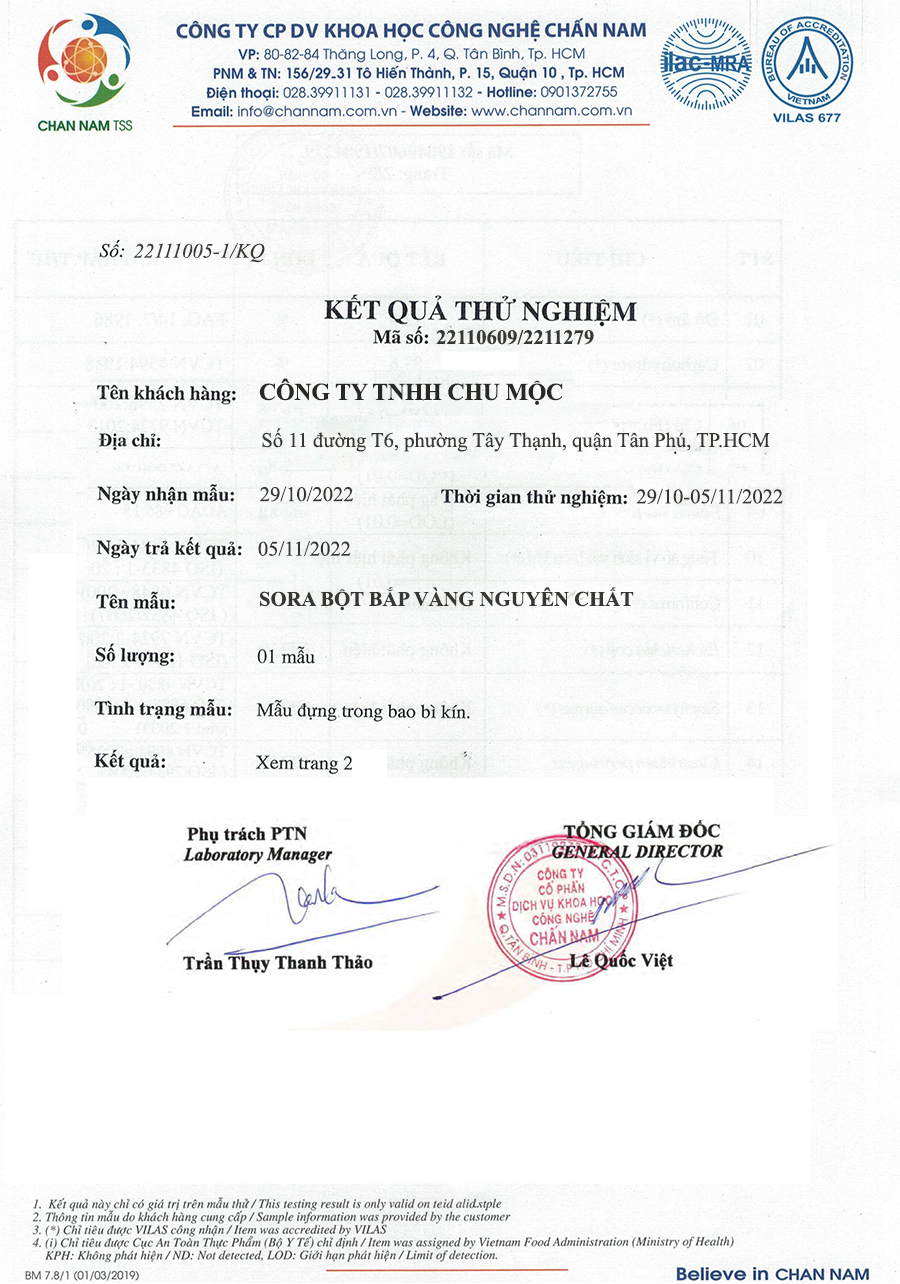Sora Bột bắp vàng cao cấp nguyên chất