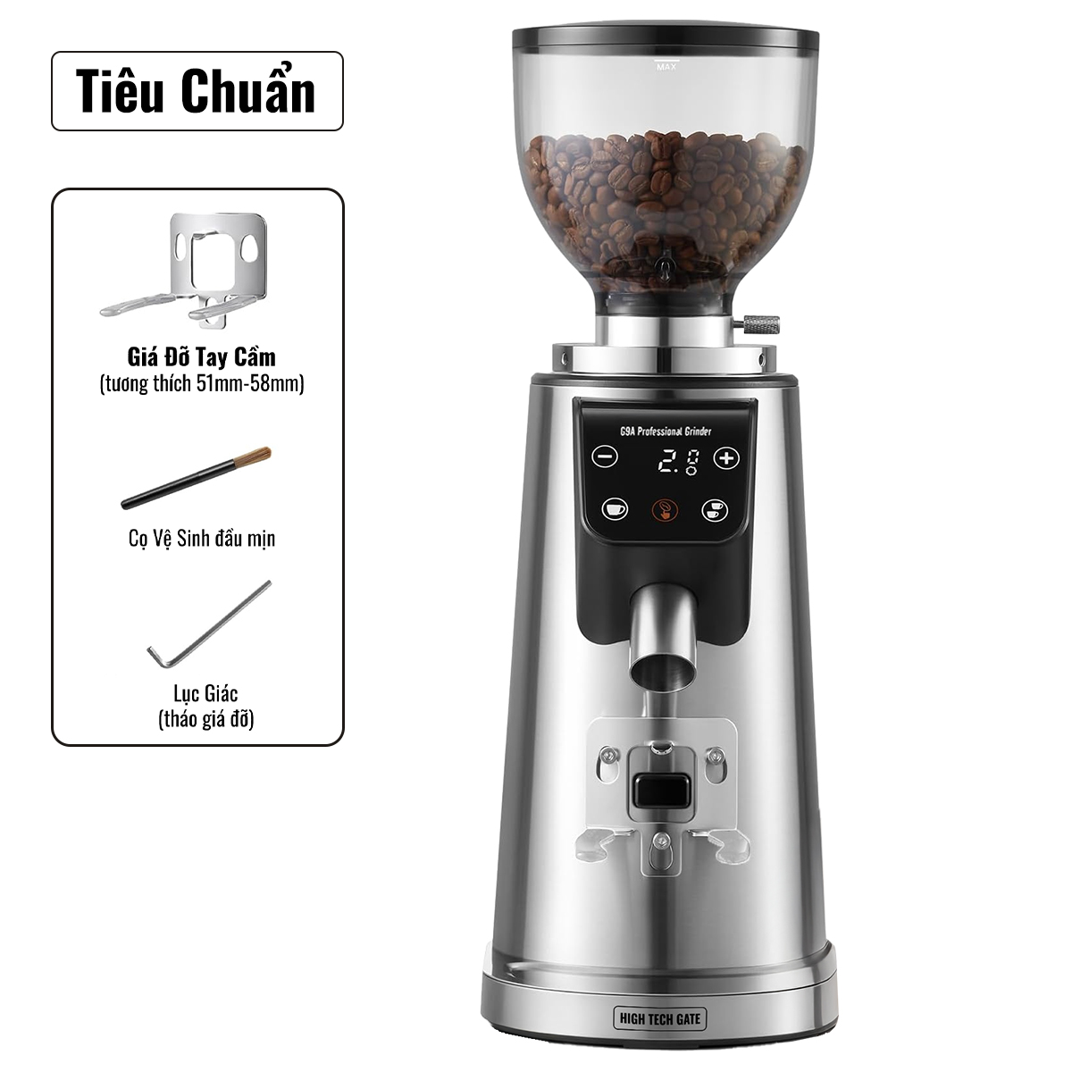 Máy Xay Cà Phê G9A Tự Động 2 Lập Trình, 100 Cấp Xay Cực Mịn, Thương Mại Chuyên Nghiệp, Bản Nâng Cấp, hàng chính hãng