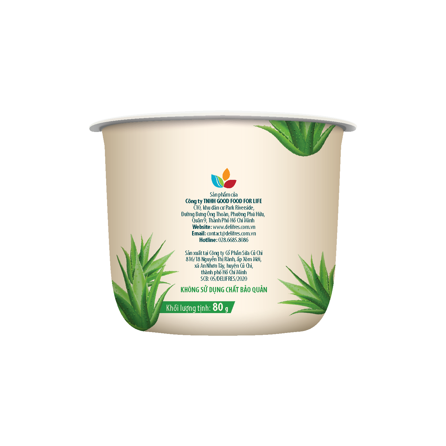 Sữa Chua Thanh Trùng DeliFres+ Nha Đam | Lốc 4 Hũ 80g