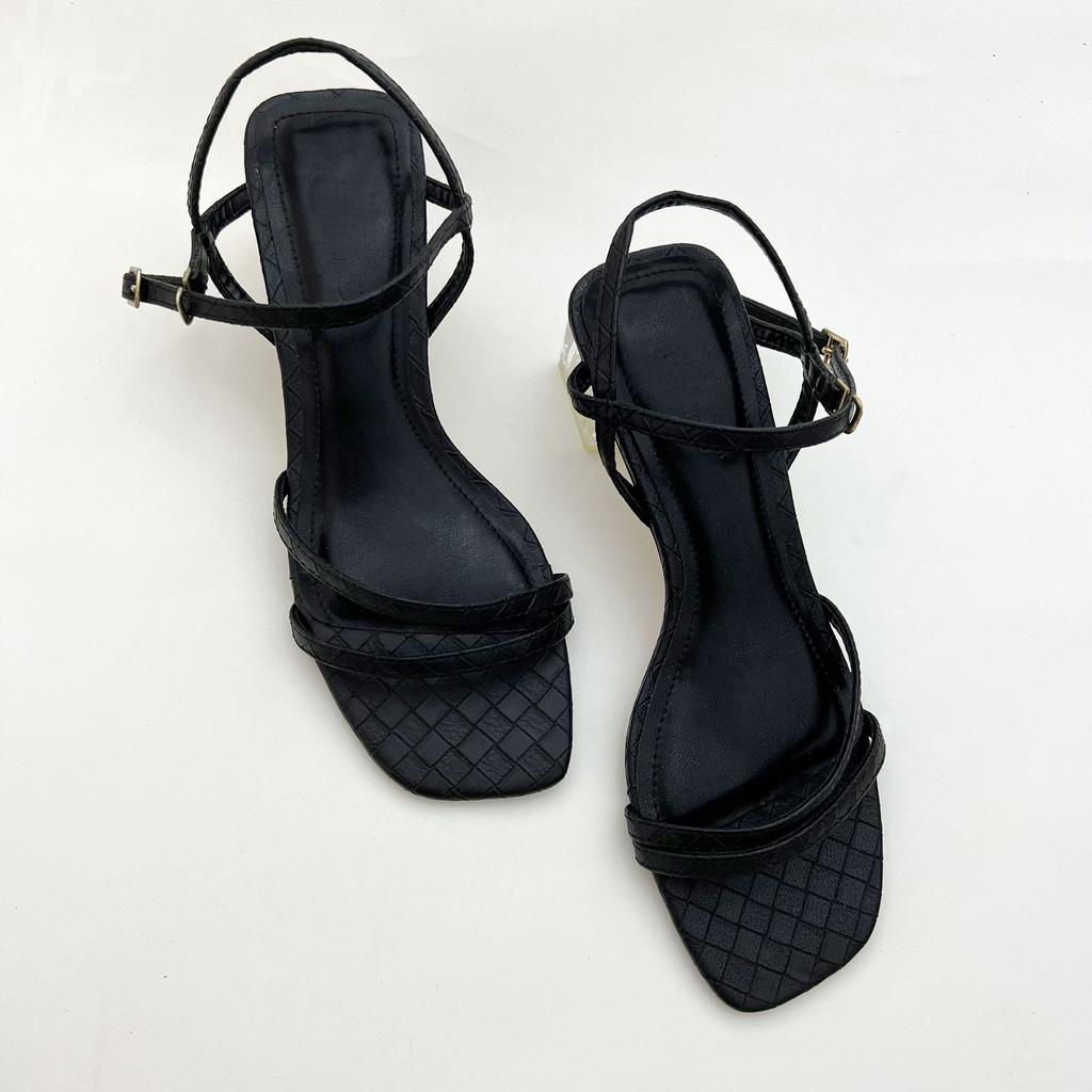 Dép sandal cao gót mika nữ đẹp thời trang đi biển quai dây mảnh cao cấp chính hãng HISHOO s090