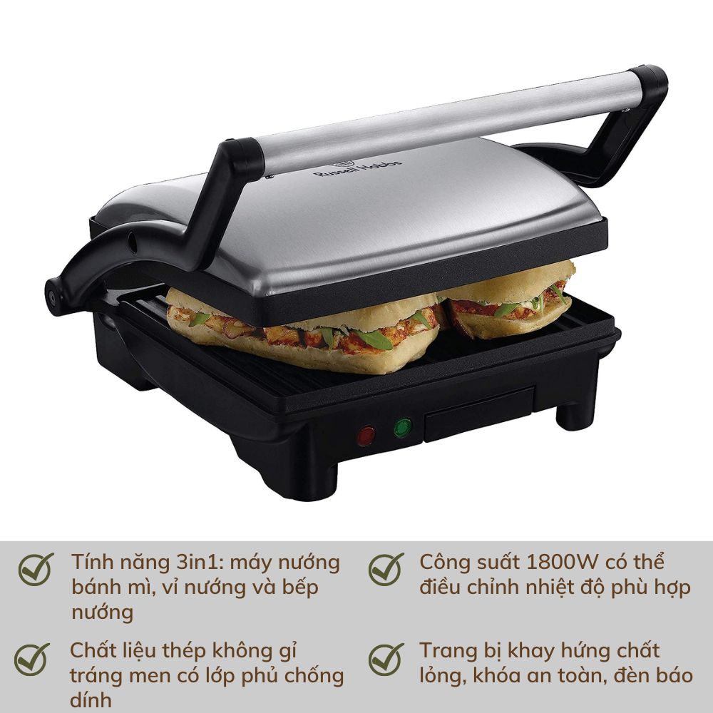 Hình ảnh Bếp Nướng 3 in 1 Russell Hobbs Panini 17888-56 Nhập Đức Hàng Chính Hãng