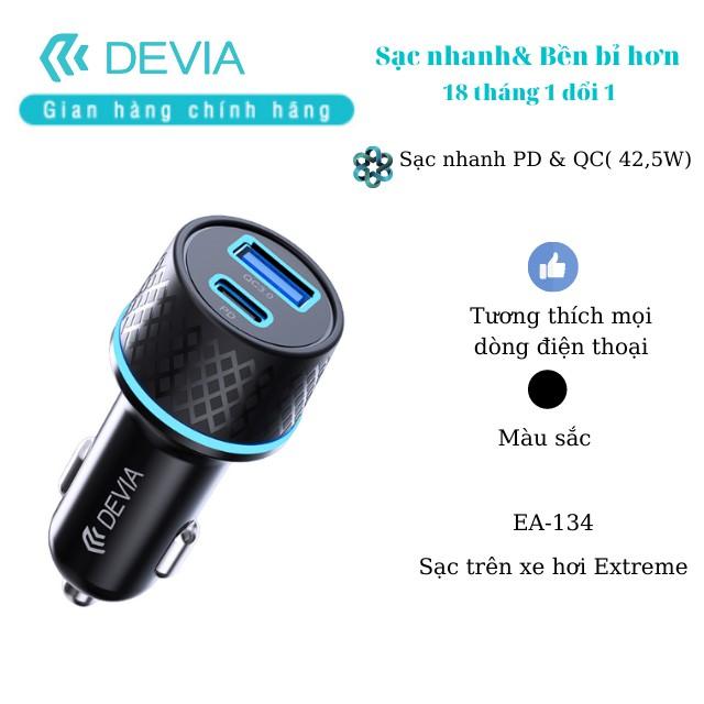 Sạc trên xe hơi Devia Extreme hỗ trợ sạc nhanh PD + QC (42,5W) - Hàng chính hãng