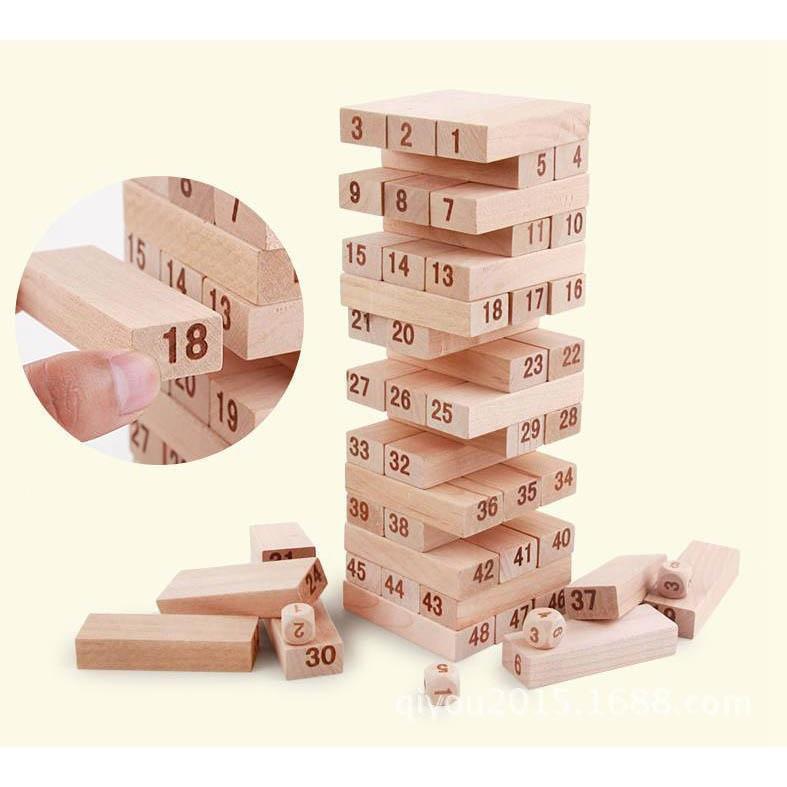 Đồ Chơi Rút Gỗ Màu -DOMINO -Tặng Xúc Xắc