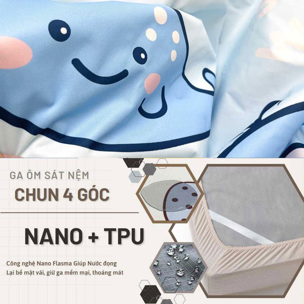 Ga chống thấm Cotton cao cấp cá voi xanh không nóng, không bí hơi, không sột soạt