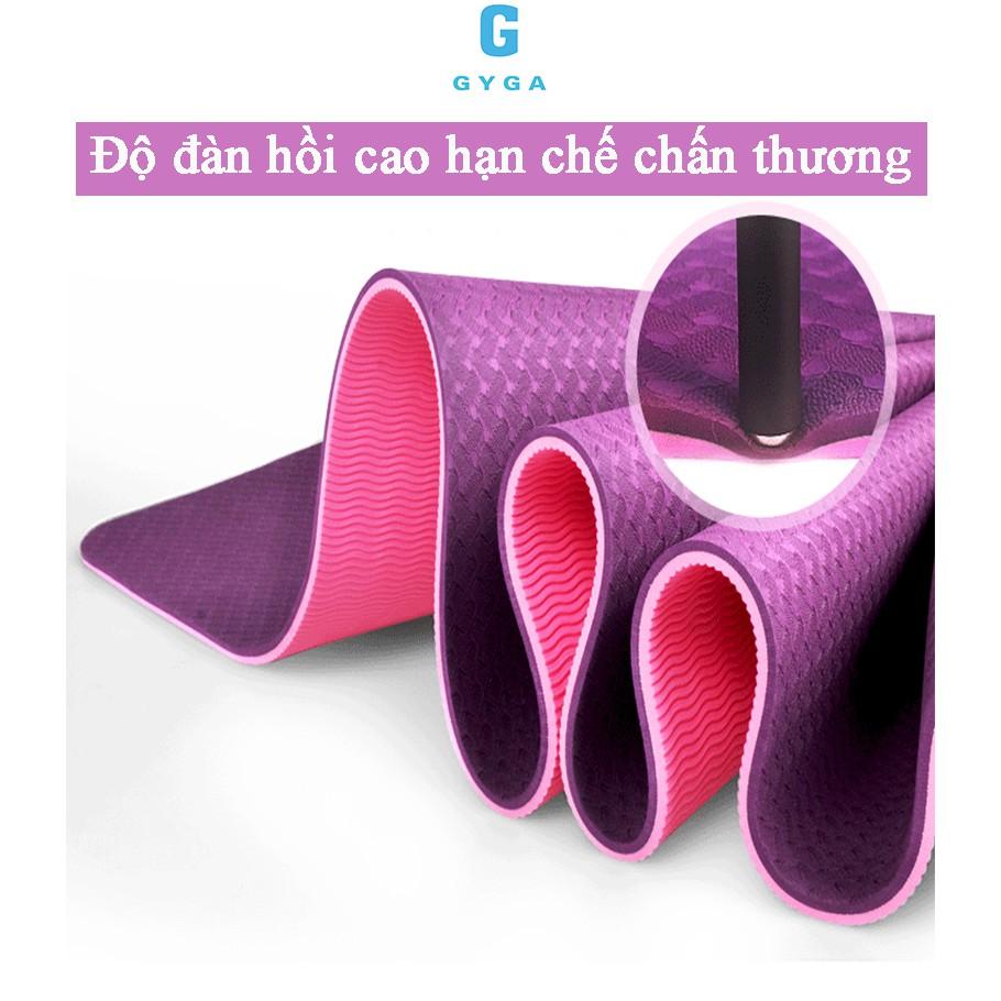 Thảm tập gym yoga chống trơn trượt TPE cao su 2 lớp 6mm tấm miếng đệm nót tập thể dục tại nhà GYGA