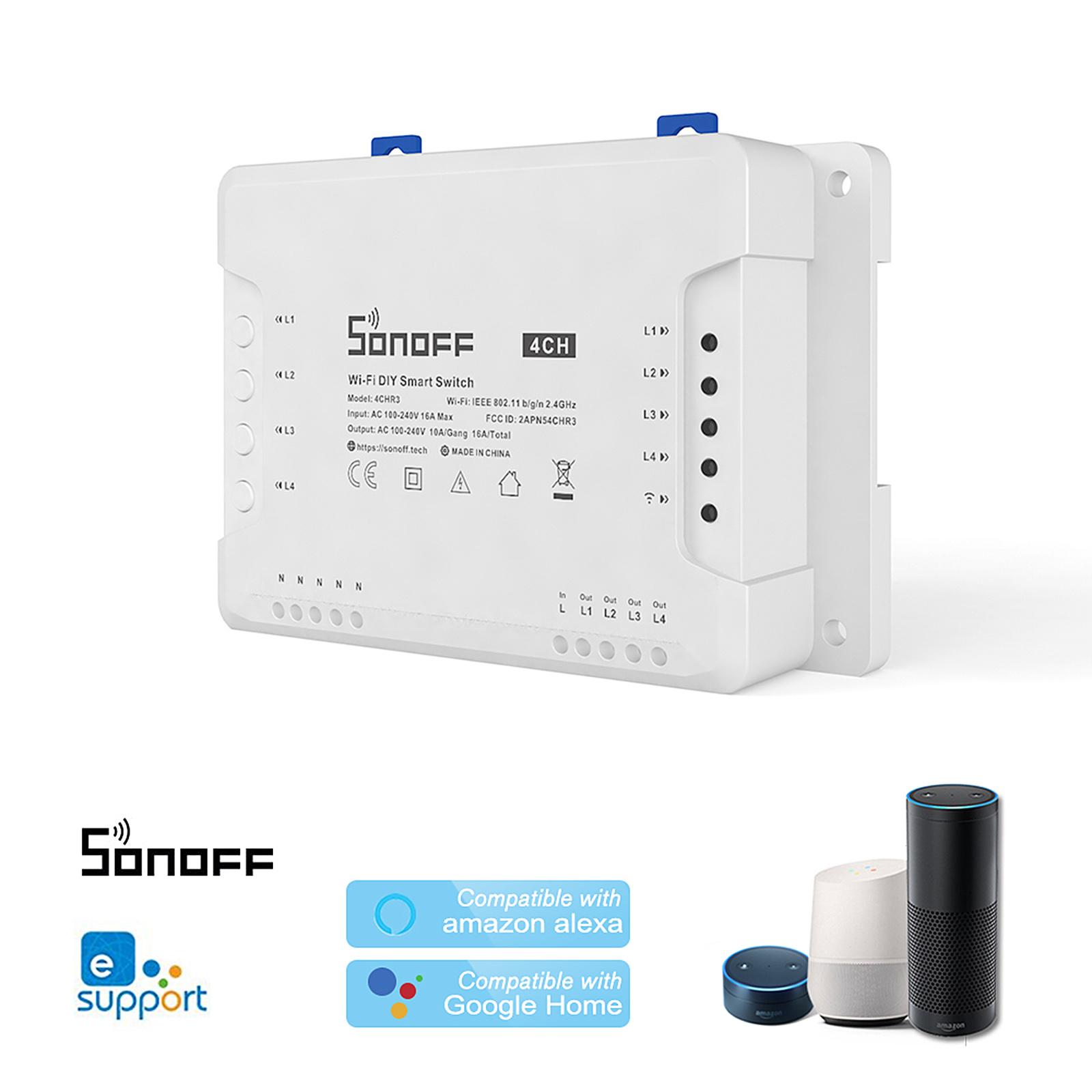 Công tắc WiFI 4 chiều Sonoff 4CH R3 ITEAD thông minh không dây WiFI Tương thích với Amazon Alexa
