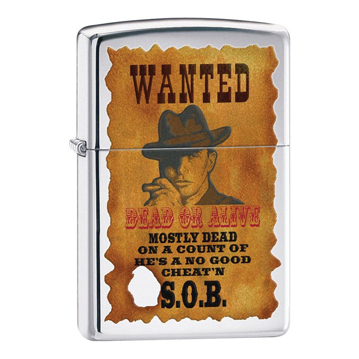 Bật Lửa Zippo 28289 Wanted Poster High Polish Chrome